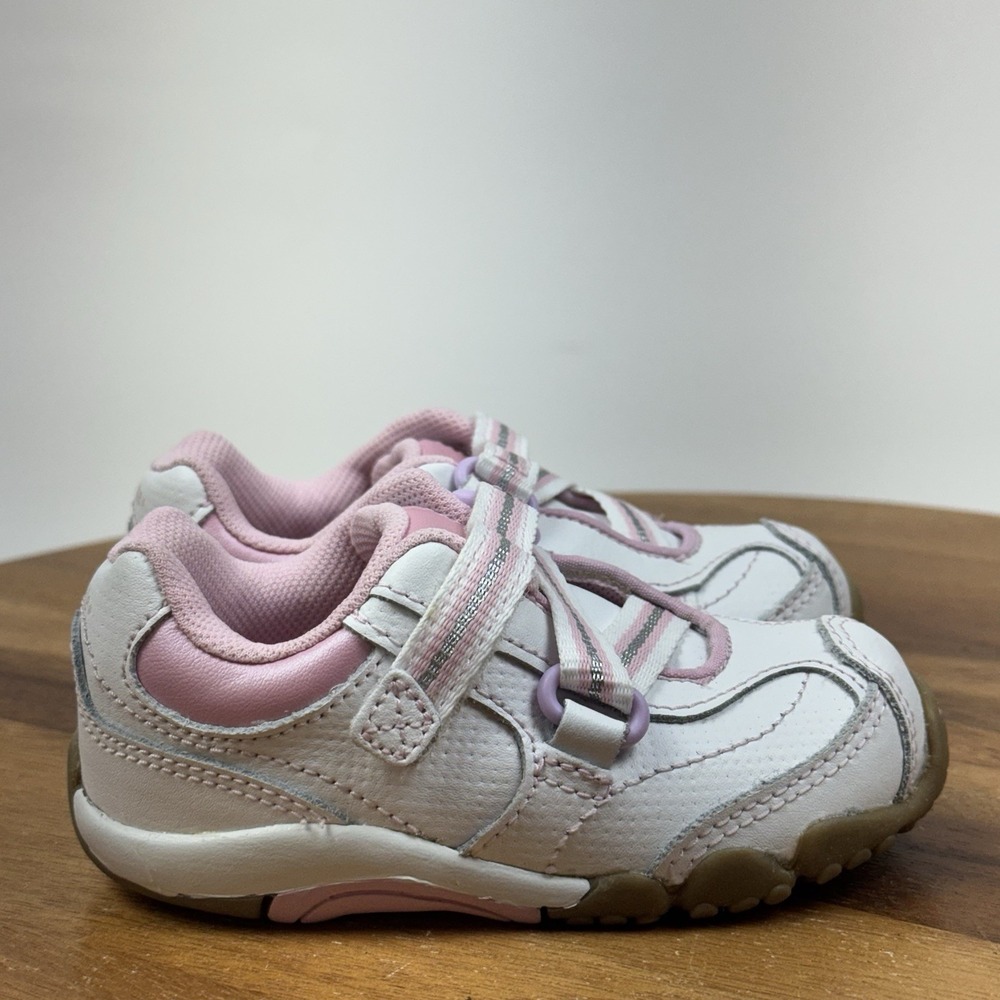Little Girls Toddler Stride Rite Shenae White Pink Casual Sneakers Size 5.5 W